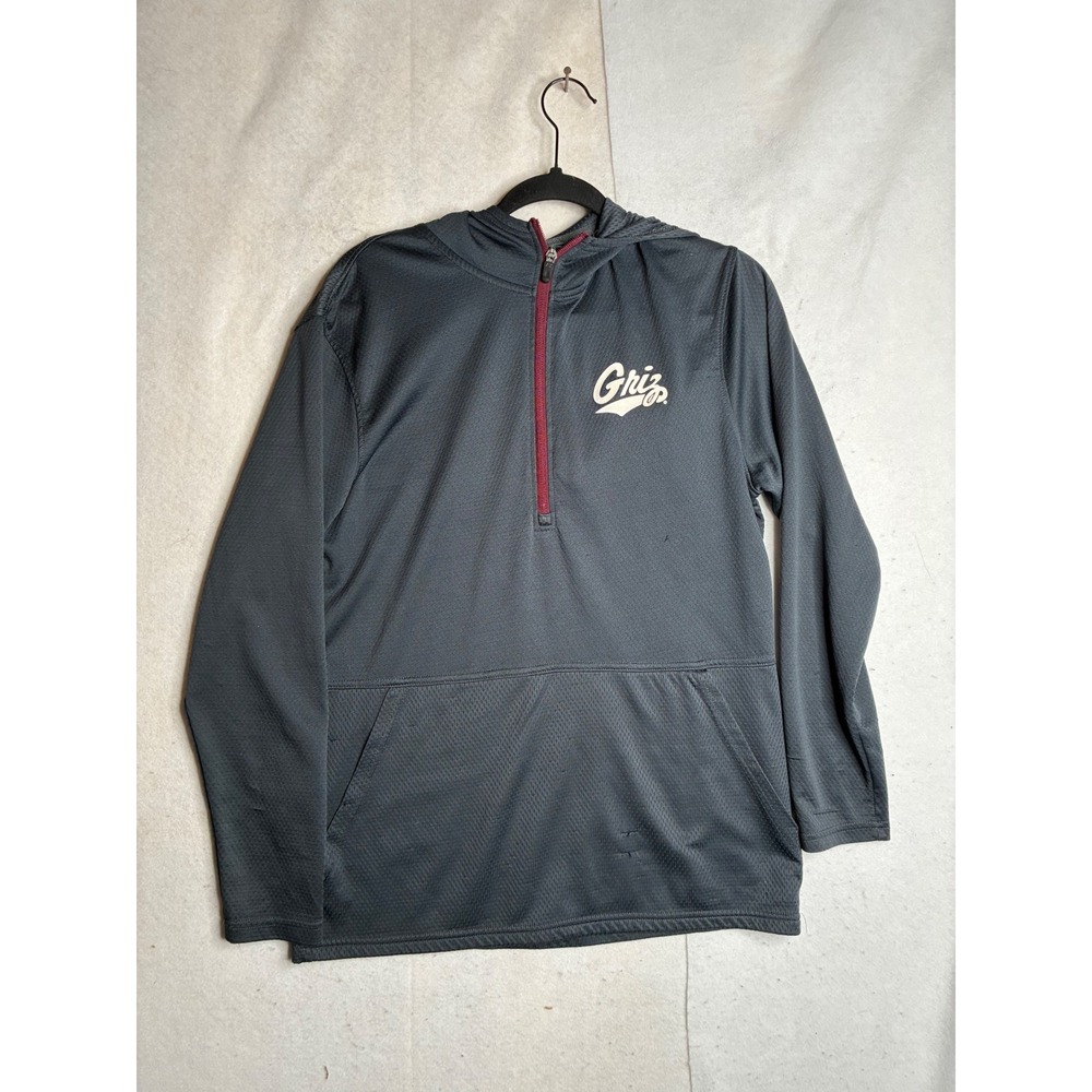University of Montana Griz Quarter Zip Hoodie Charcoal Gray Mens XL 2946